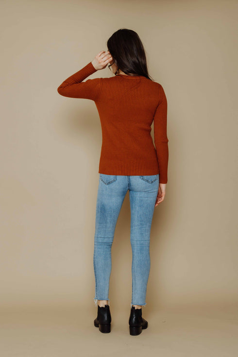 Len-Slim Rib Crew Pullover
